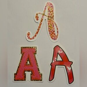 Initial “A” Vinyl Sticker Decal Lot - 3 Stickers